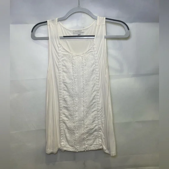 SKIES ARE BLUE- Airika Woven Lace Front Knit Top. Size small. - Picture 4 of 5